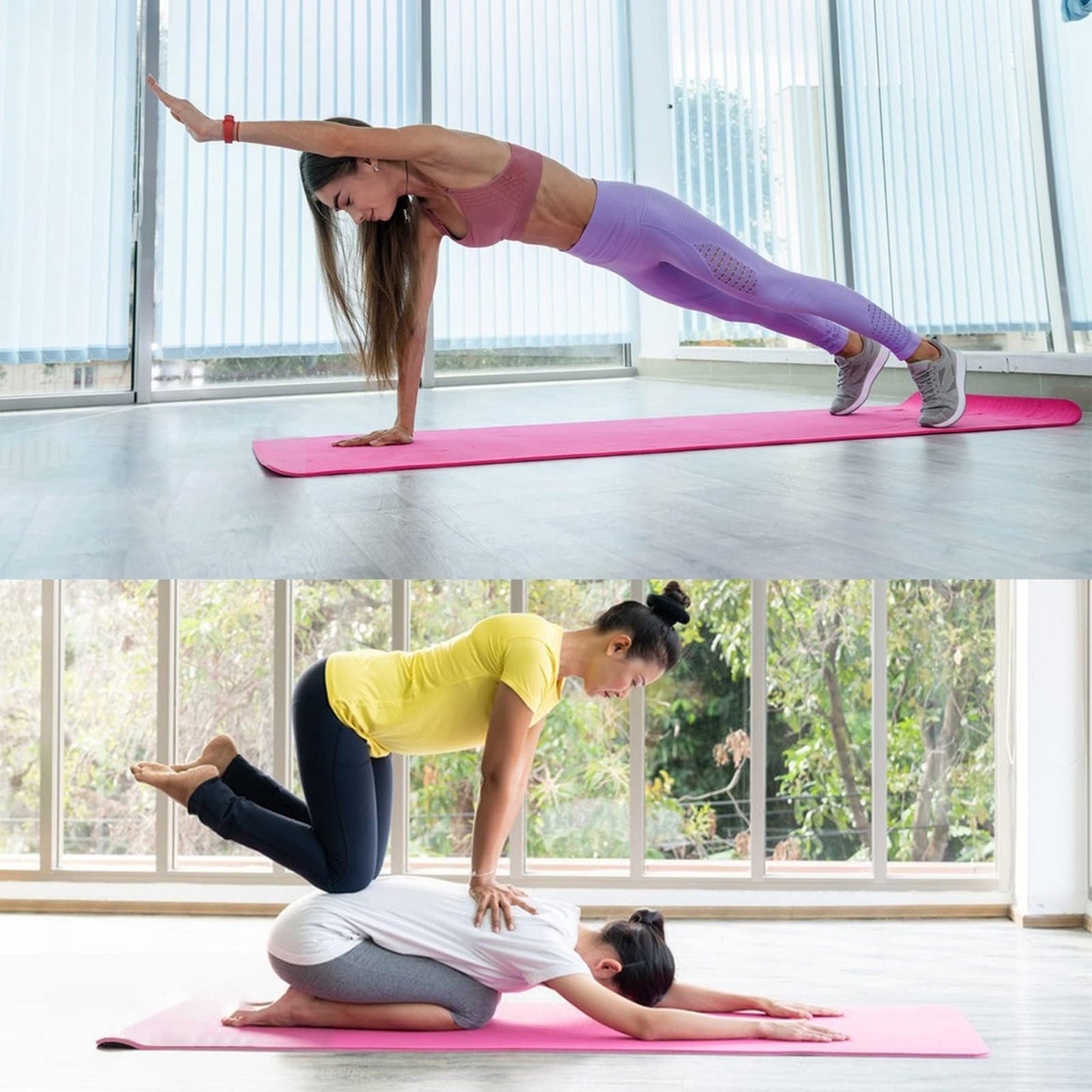 Extra Thick Yoga Mat Fitness Mat with Backpack, 72" L x 24" W x 0.4 Inch Pilates Anti-Slip Yoga Mat