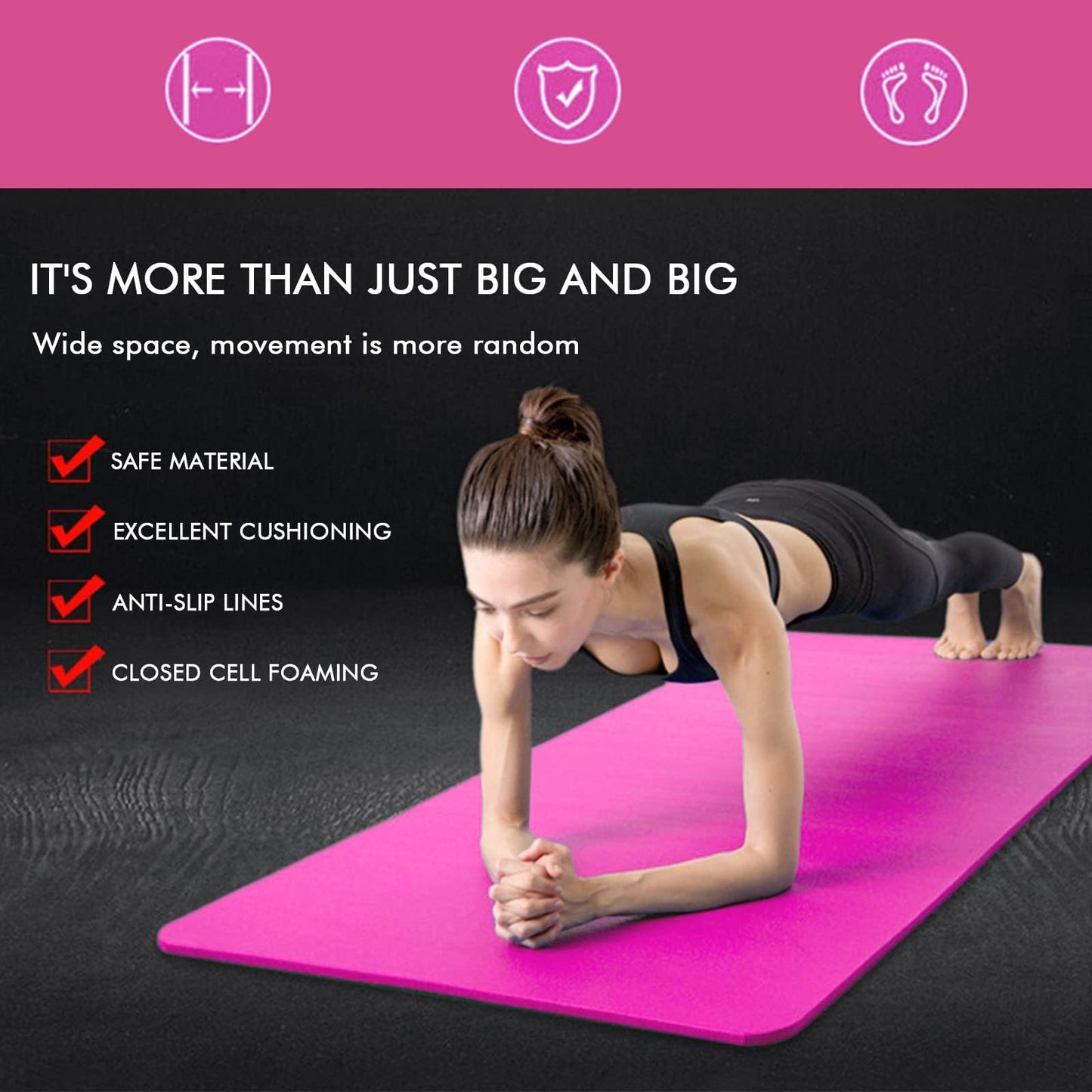 Extra Thick Yoga Mat Fitness Mat with Backpack, 72" L x 24" W x 0.4 Inch Pilates Anti-Slip Yoga Mat