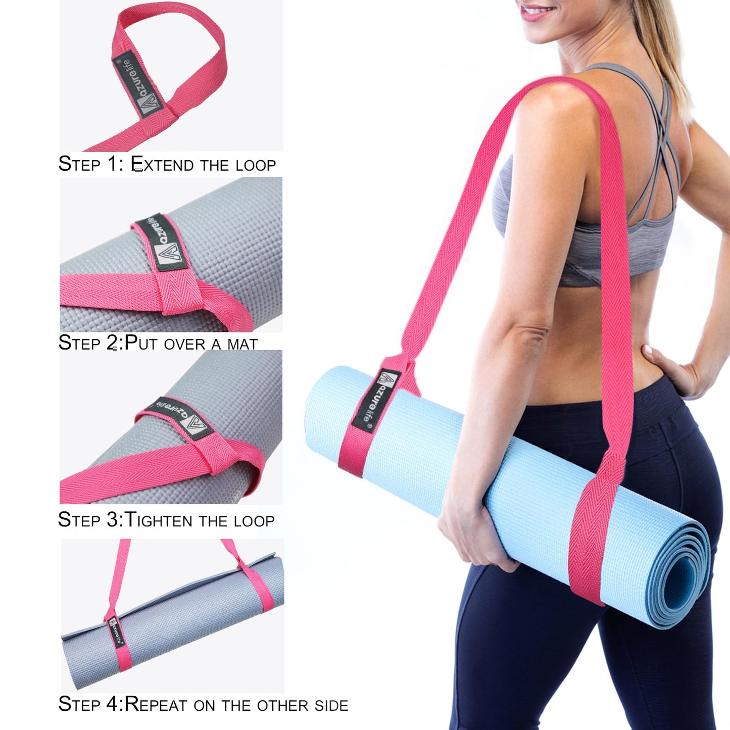 Premium Yoga Mat Sling, Adjustable Yoga Mat Straps for Carrying, Easy-Cinch Yoga Mat Holder Strap