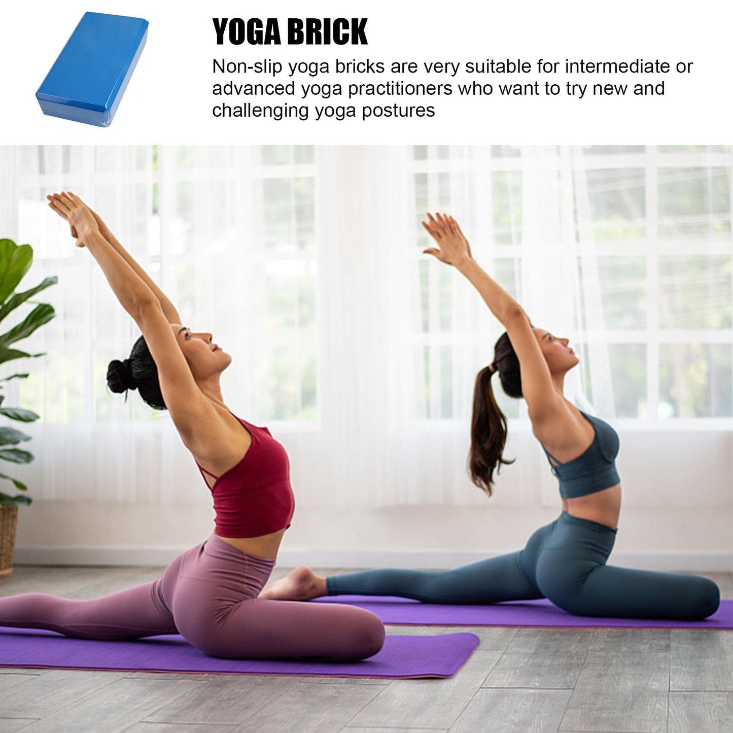 Yoga Blocks 2 Pack, Premium EVA Foam Blocks for Yoga, Pilates, Meditation, High Density Non-Slip Yoga Brick Foam Blocks, Yoga Accessories for Women, 9''x6''x3''