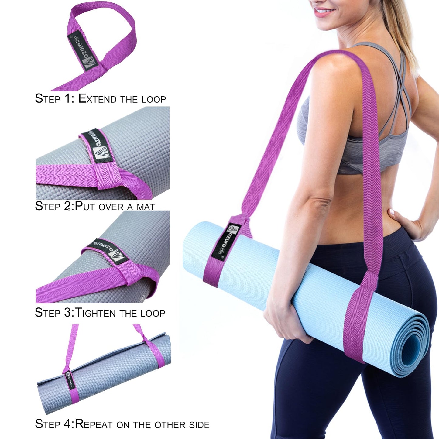 Premium Yoga Mat Sling, Adjustable Yoga Mat Straps for Carrying, Easy-Cinch Yoga Mat Holder Strap