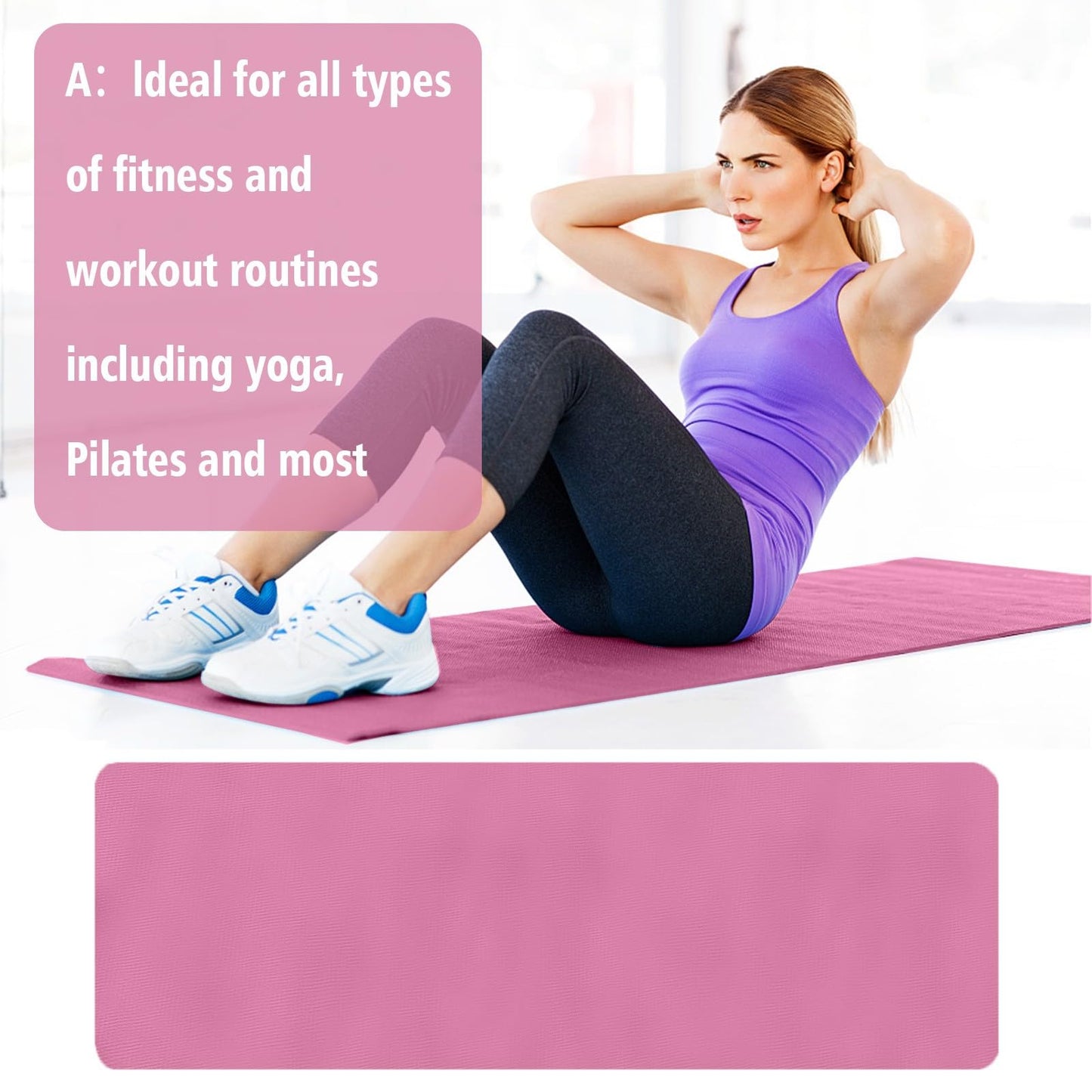 Yoga Mat, 68"×23" Exercise Mat for Men & Women, Non Slip Workout Mat for Home Yoga, Pilates, Stretching, Floor & Fitness Workouts