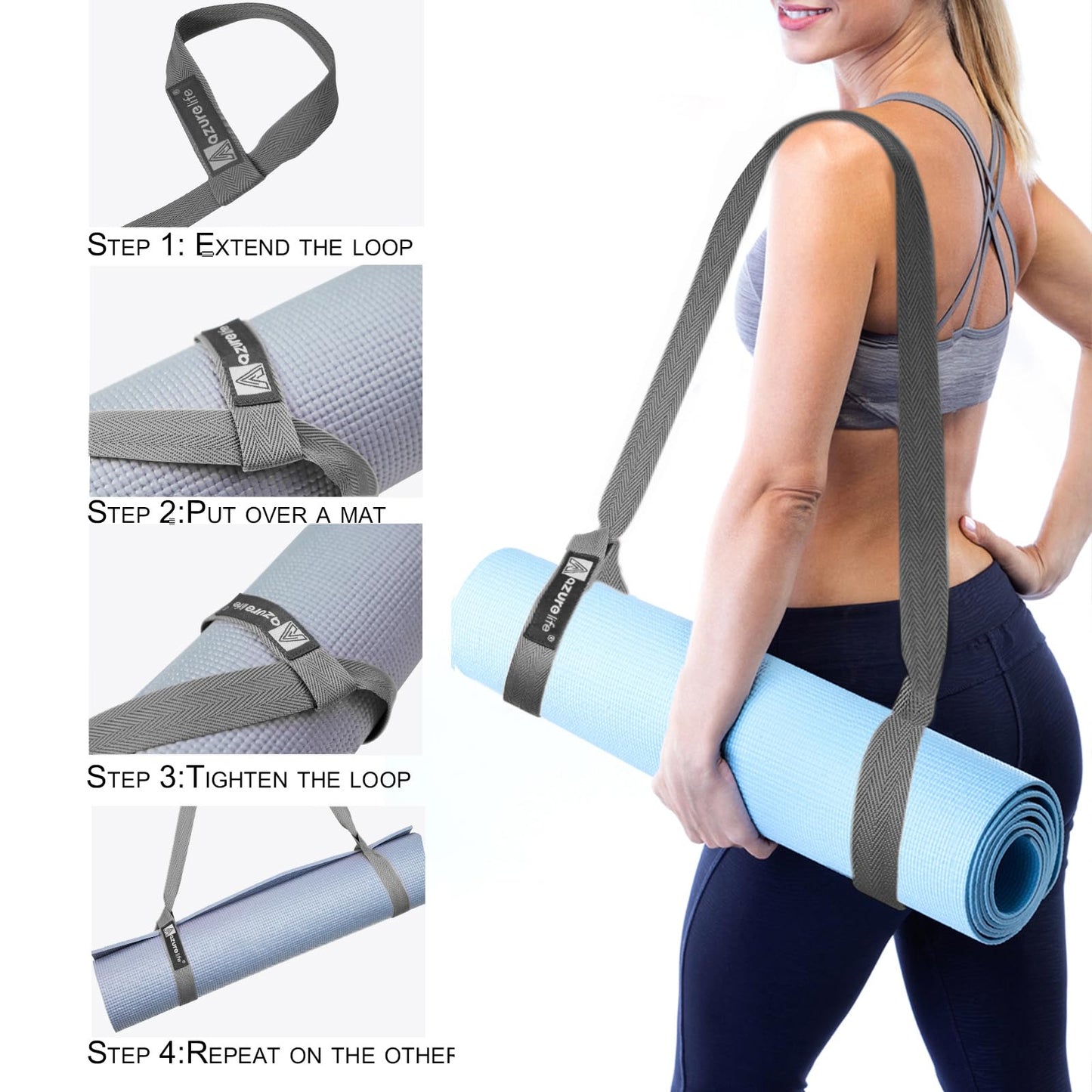 Premium Yoga Mat Sling, Adjustable Yoga Mat Straps for Carrying, Easy-Cinch Yoga Mat Holder Strap