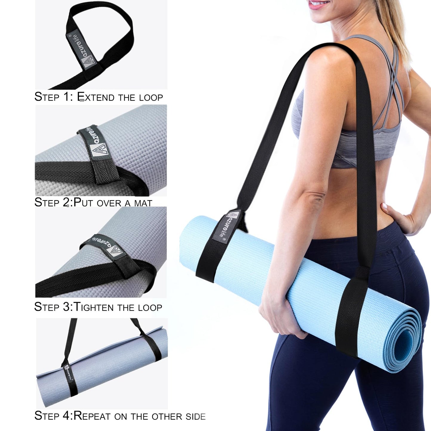 Premium Yoga Mat Sling, Adjustable Yoga Mat Straps for Carrying, Easy-Cinch Yoga Mat Holder Strap