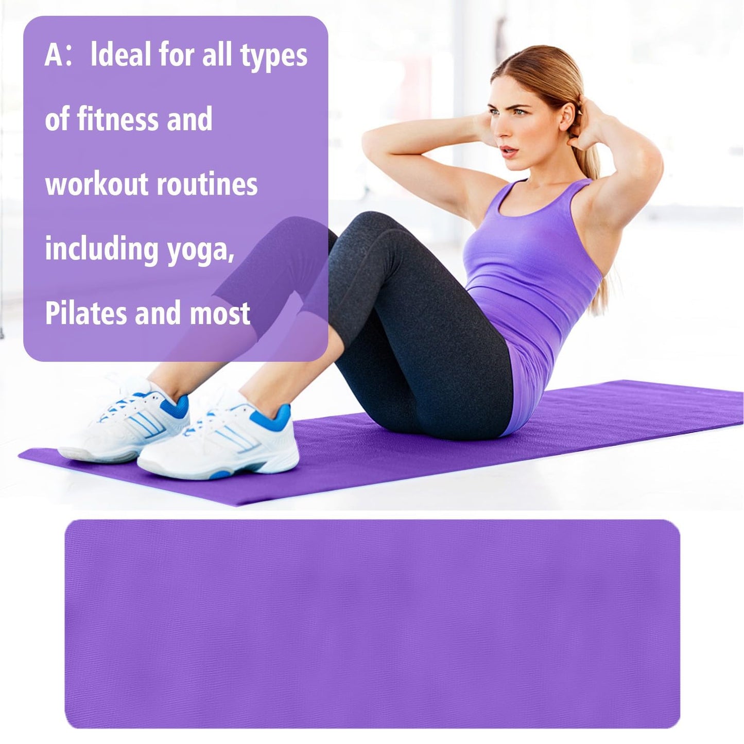 Yoga Mat, 68"×23" Exercise Mat for Men & Women, Non Slip Workout Mat for Home Yoga, Pilates, Stretching, Floor & Fitness Workouts
