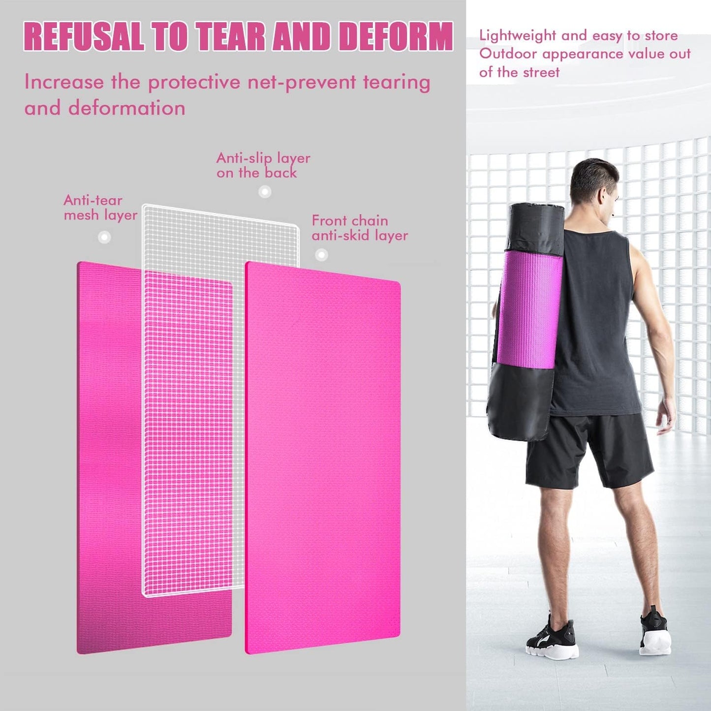 Extra Thick Yoga Mat Fitness Mat with Backpack, 72" L x 24" W x 0.4 Inch Pilates Anti-Slip Yoga Mat