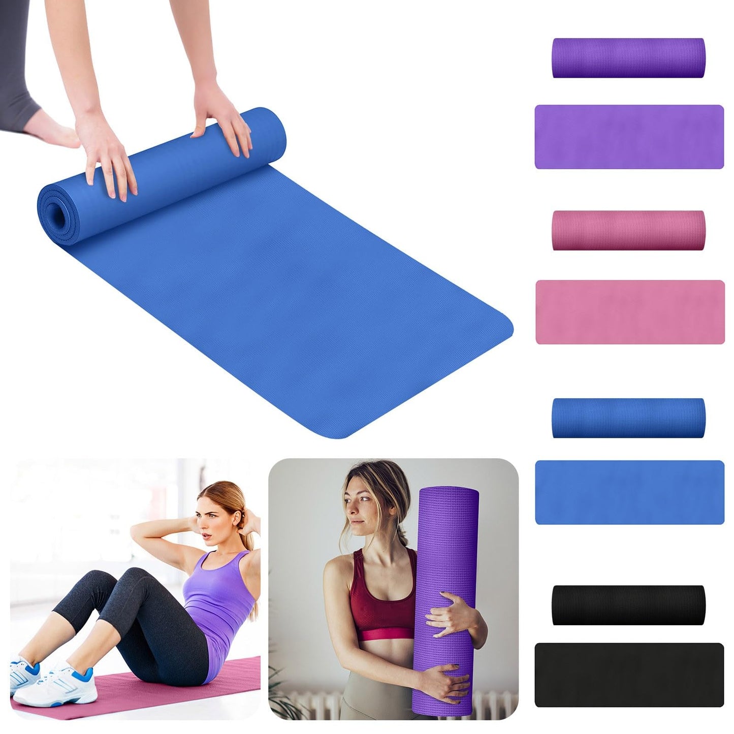 Yoga Mat, 68"×23" Exercise Mat for Men & Women, Non Slip Workout Mat for Home Yoga, Pilates, Stretching, Floor & Fitness Workouts
