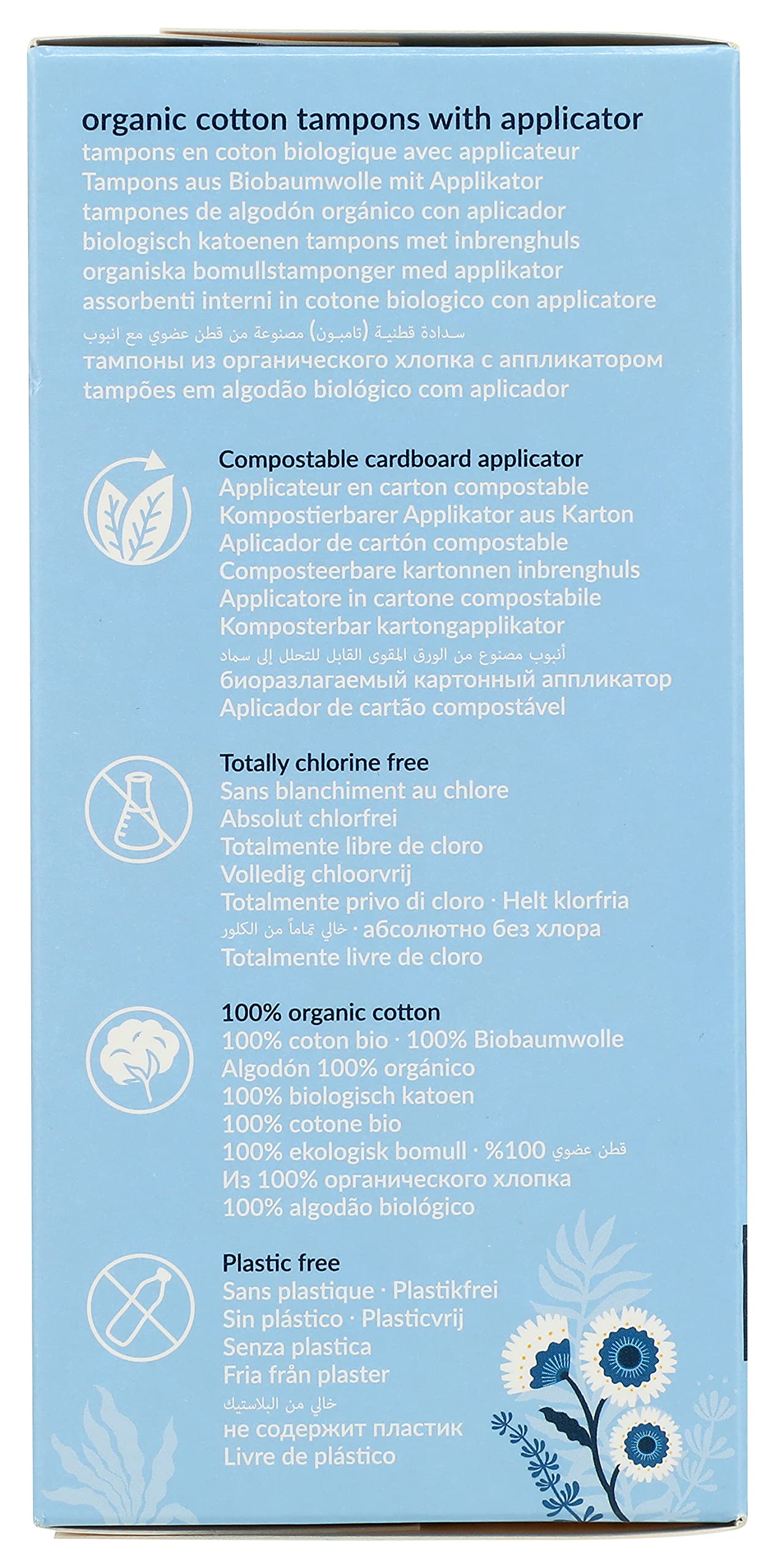 Natracare Organic Cotton Super Tampons with Cardboard Applicator, Plastic Free, Chlorine Free, Biodegradable & Compostable (16 Pack, 192 Tampons Total)
