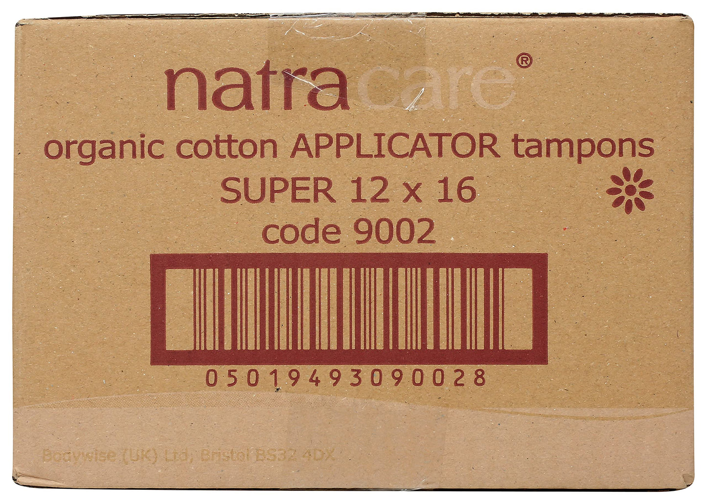 Natracare Organic Cotton Super Tampons with Cardboard Applicator, Plastic Free, Chlorine Free, Biodegradable & Compostable (16 Pack, 192 Tampons Total)